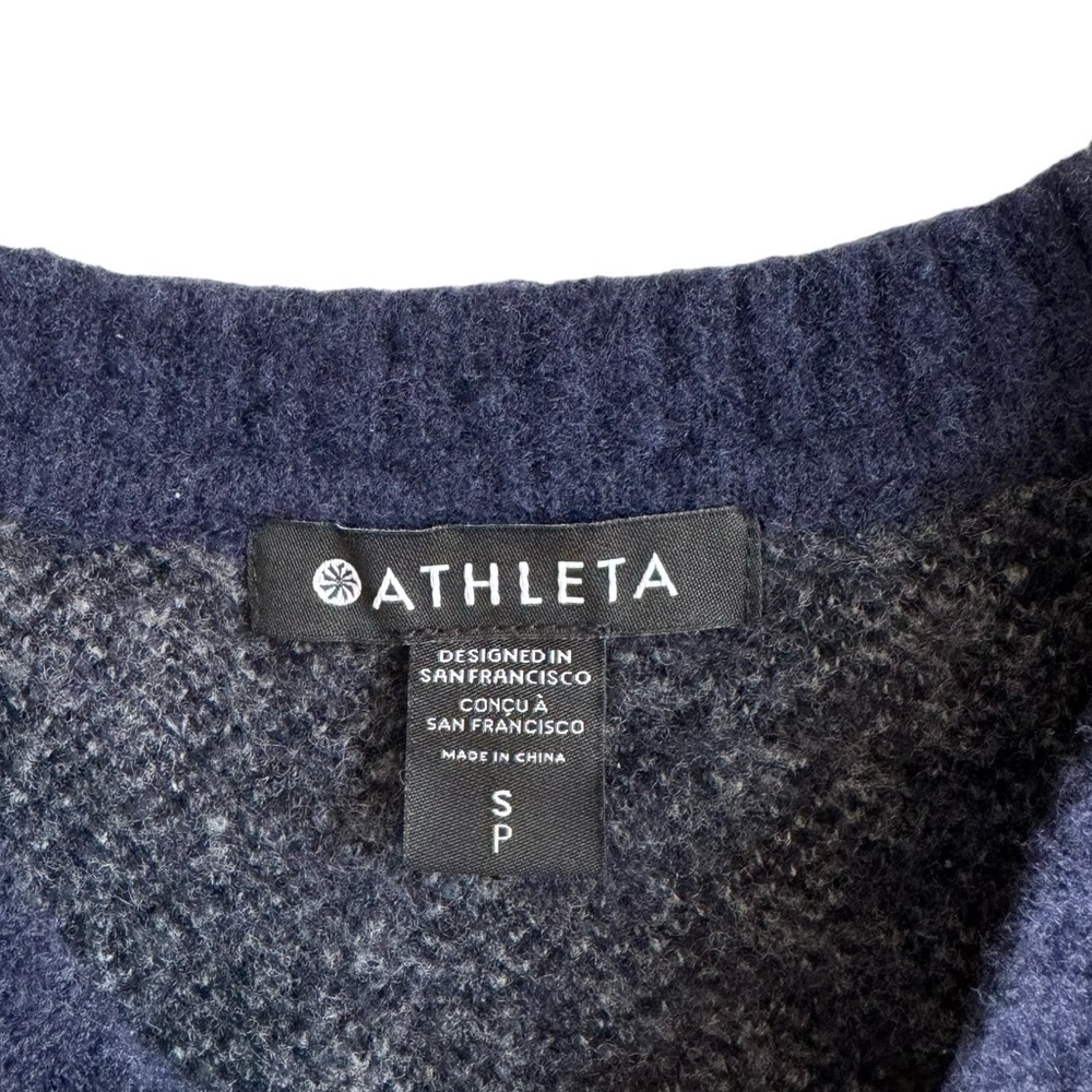 Athleta Merino Wool Hawthorn Textured Crew Sweater, Sahara Navy, Size S - Picture 7 of 8